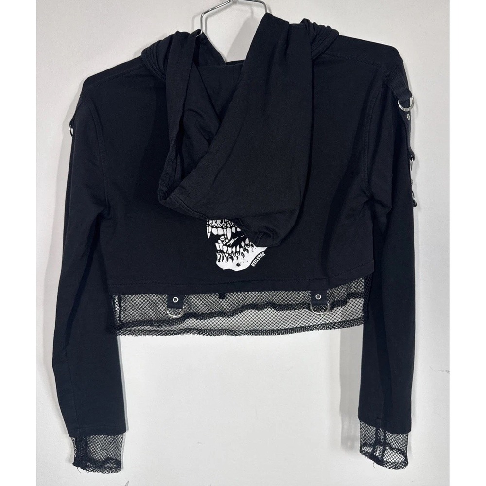 Killstar Black Long Sleeve Cropped I Don't Care Hoodie Womens XS Goth Emo Witchy - Picture 7 of 11